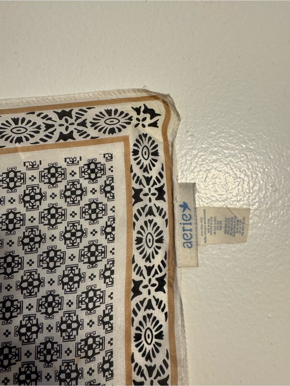 Aerie Patterned 100% Silk Scarf with Tassels - Picture 3 of 3